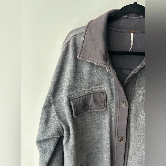 Free People Ruby Jacket Incense Gray Medium Oversized Slouchy Shacket - Picture 6 of 9
